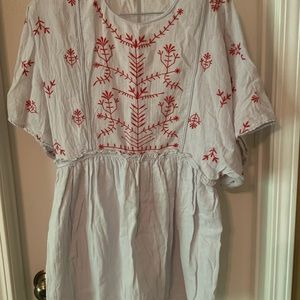 Zara Blue Embroidered Linen Dress